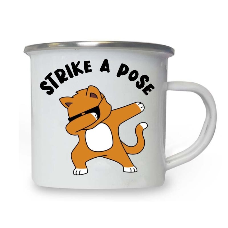 10oz White Enamel Mug - Strike a pose 3