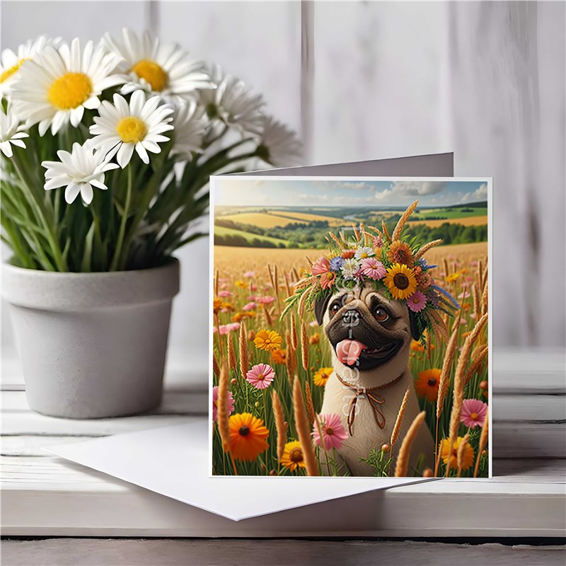 Greeting Card Matt 145x145mm - Pug(2)