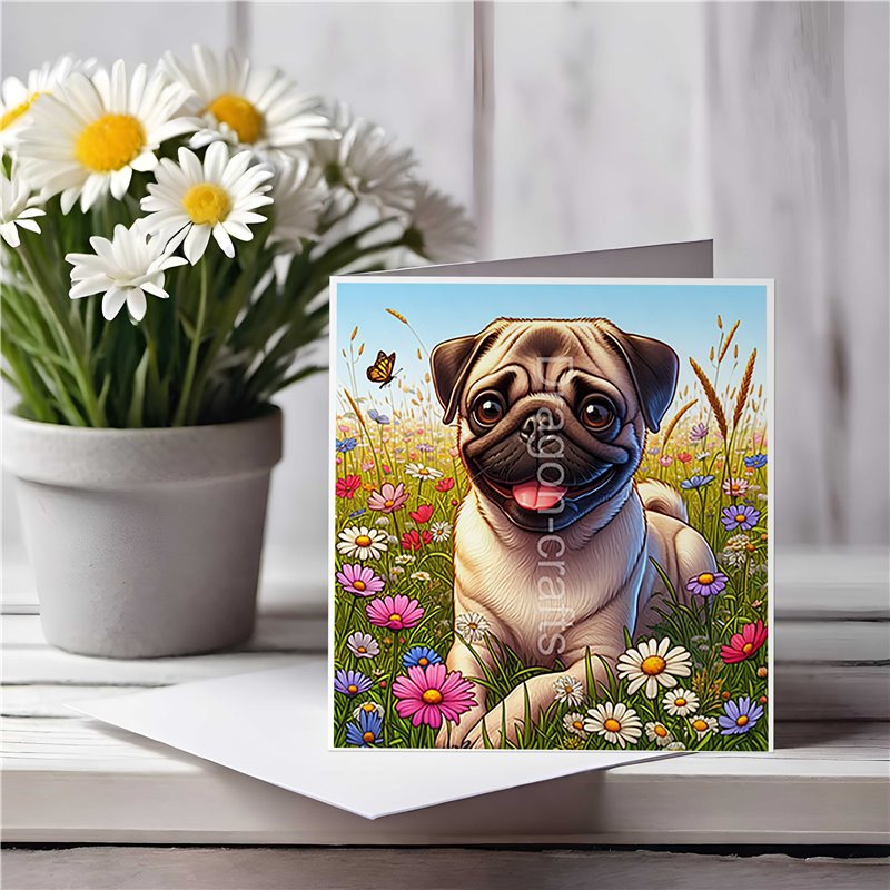 Greeting Card Matt 145x145mm - Pug(3)