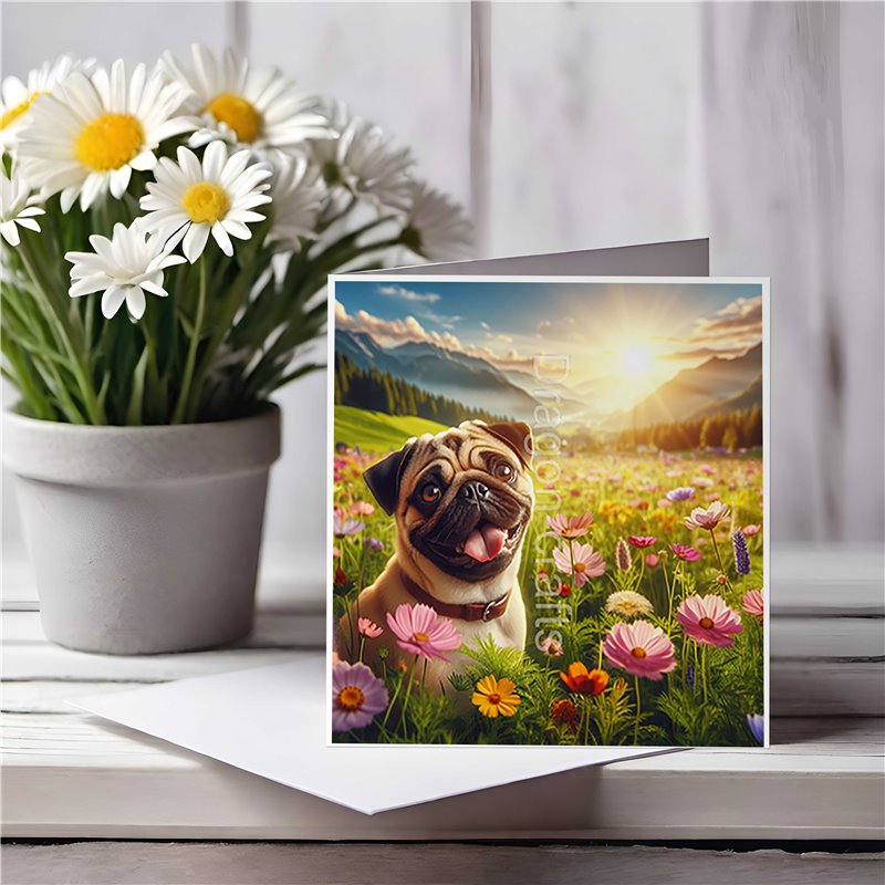 Greeting Card Matt 145x145mm - Pug(4)