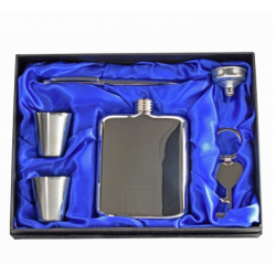 6 oz Black Hip Flask Gift Set  