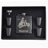 6 oz Black Hip Flask Gift Set  