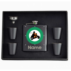 6 oz Black Hip Flask Gift Set  