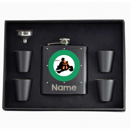 6 oz Black Hip Flask Gift Set  