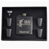 6 oz Black Hip Flask Gift Set  
