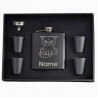 6 oz Black Hip Flask Gift Set