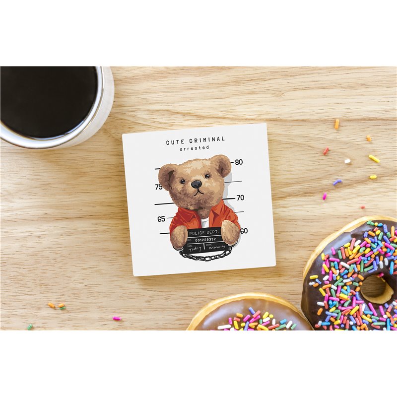 Teddy Bear TB(77) Ceramic Coaster - 10cm
